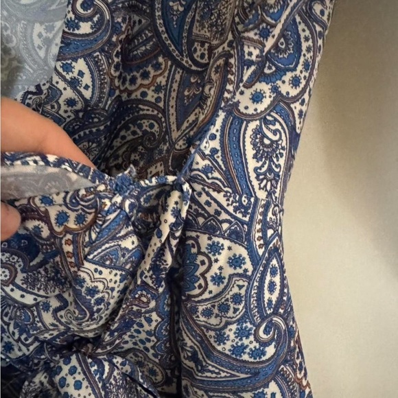 Ava & Aiden Blue Paisley Wrap Blouse - Picture 4 of 6